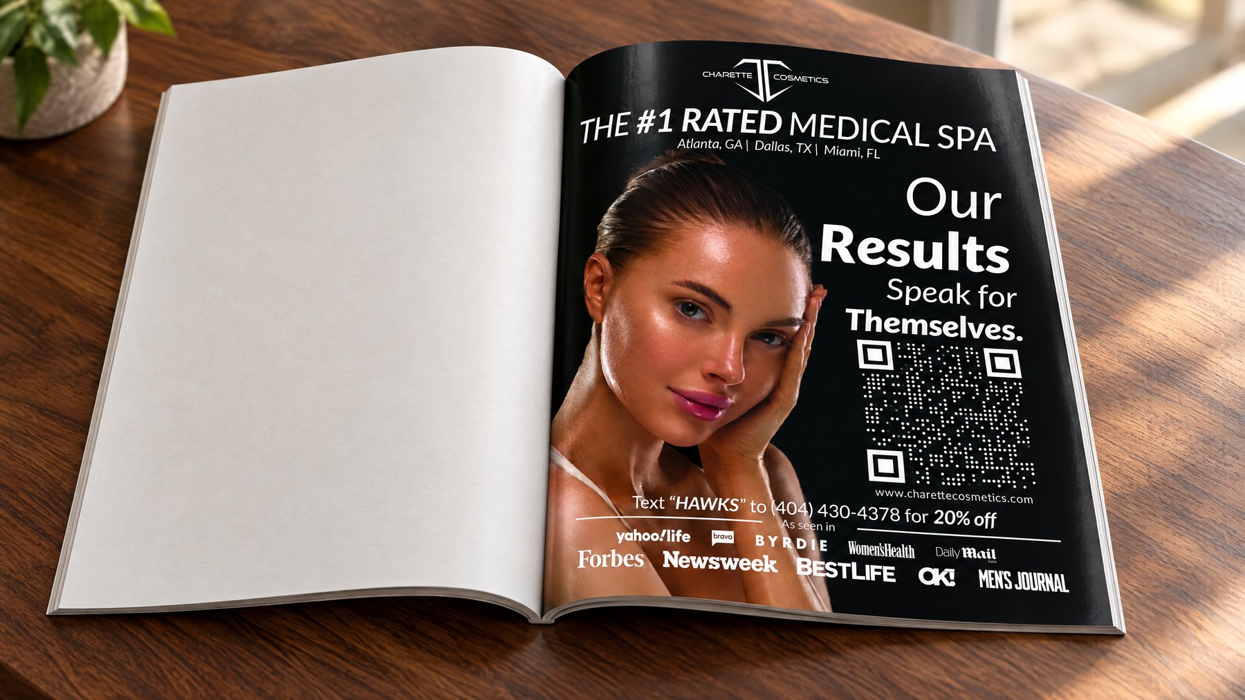 The Charette Cosmetics full-page advertisement in a printed magazine