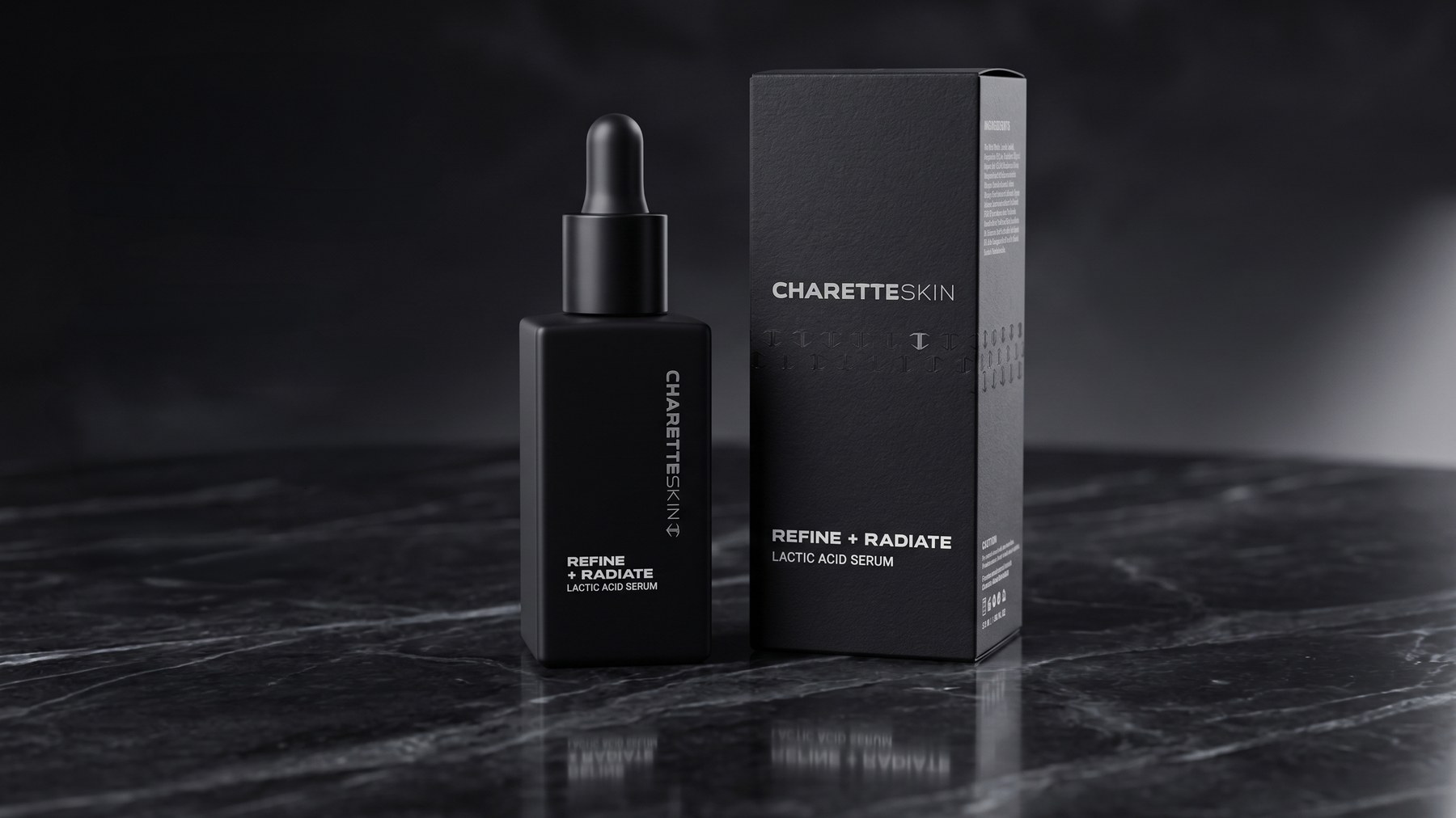 The Refine + Radiate lactic acid serum and carton