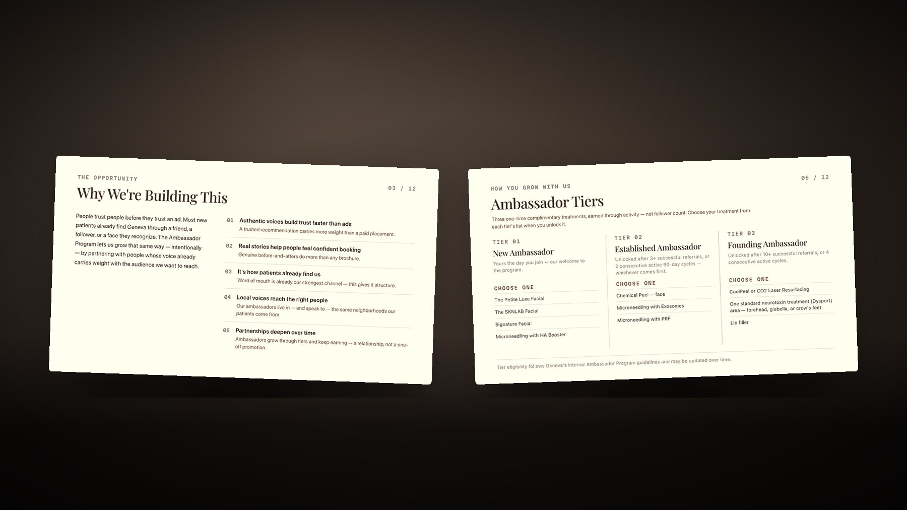 The opportunity and the ambassador tiers