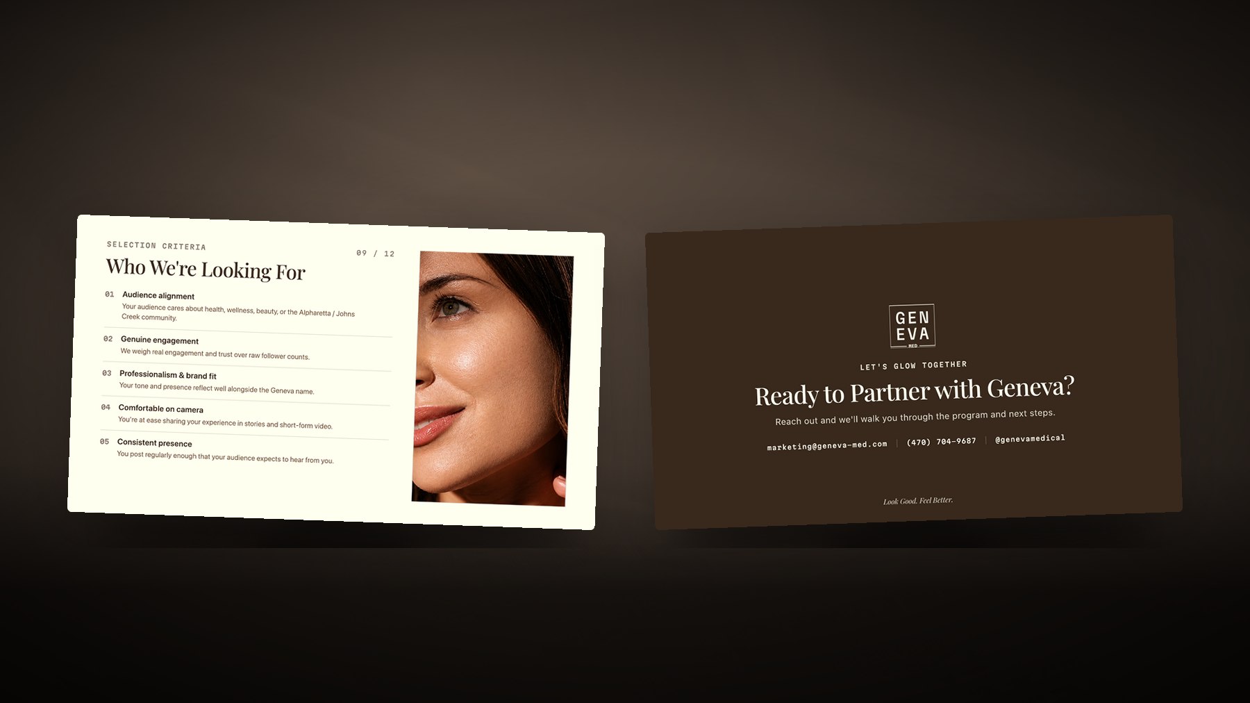 Selection criteria and the closing page