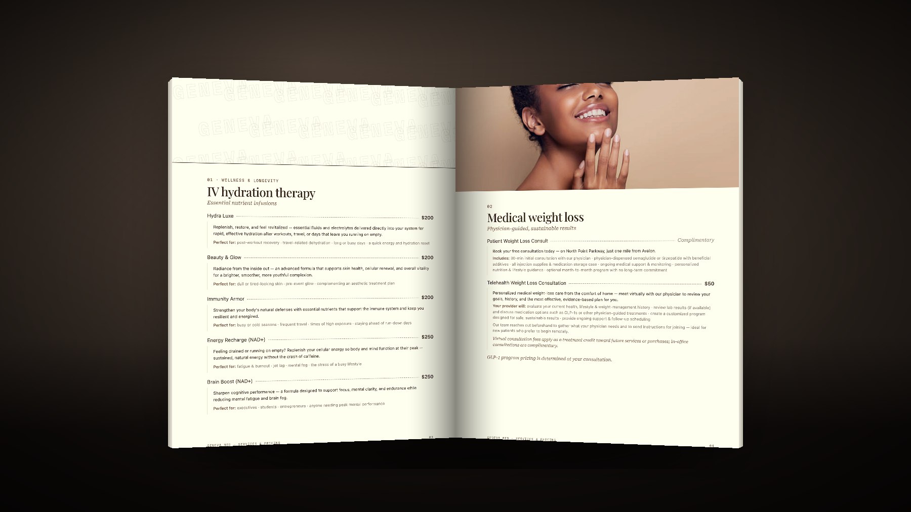 The pamphlet opened &mdash; wellness and medical weight loss