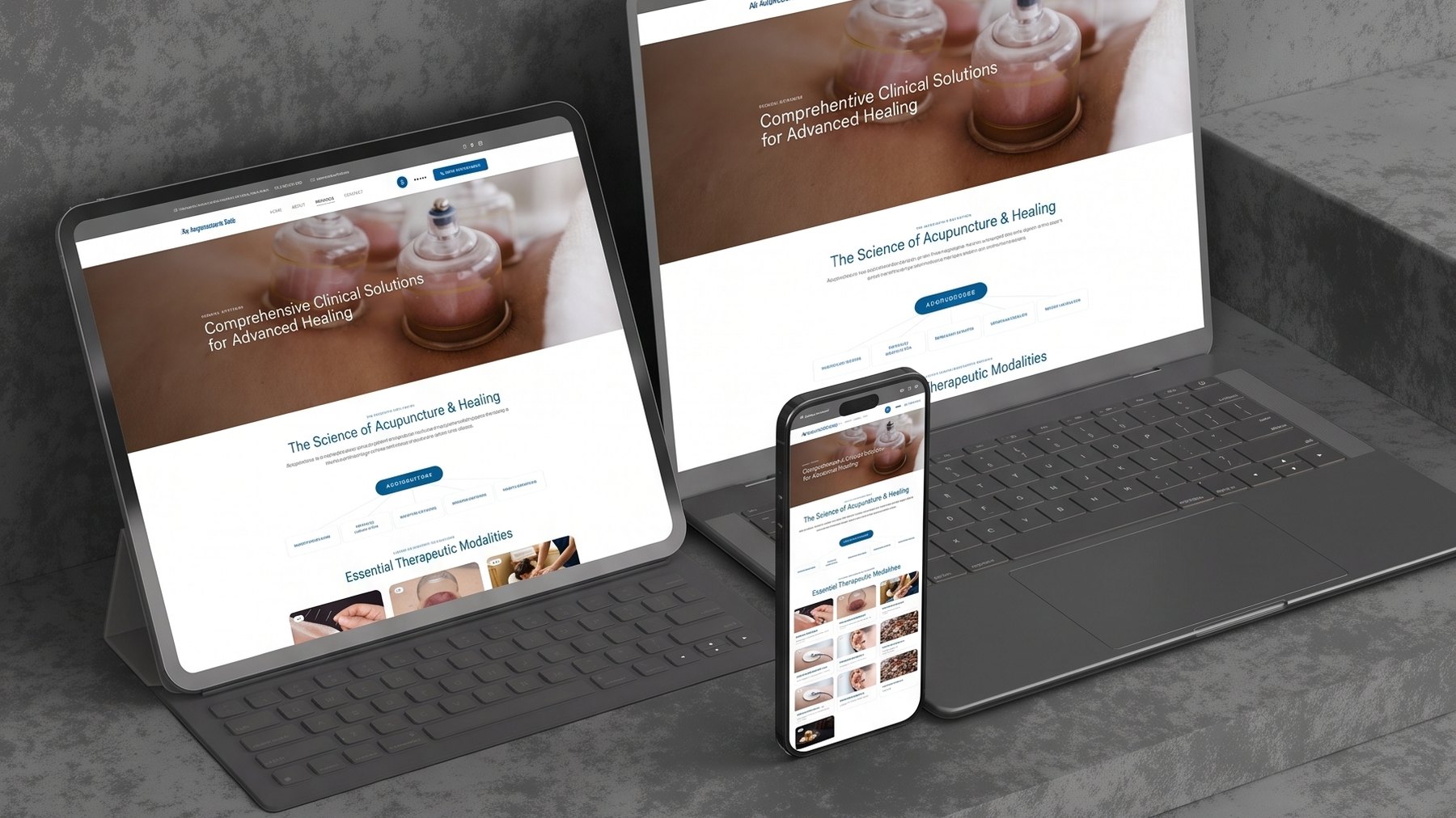 The site across tablet, laptop and phone